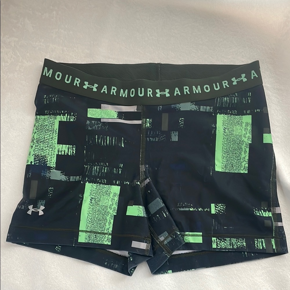 Under Armour Women's Neon Green and Black Athletic Shorts